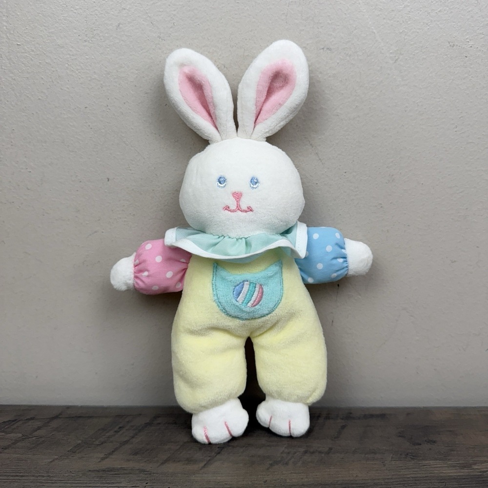 Vtg Eden Pastel Bunny Rabbit Soft Plush Toy Color Block Stuffed Animal 90s Lovey